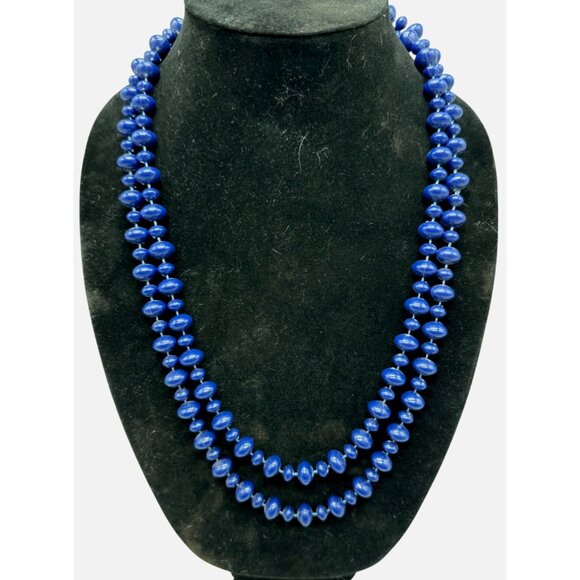 Bead Necklace & Blue Bead single Strand Necklace plastic 54" READ - Picture 1 of 3